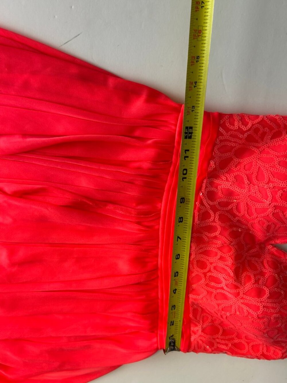 My Michelle Strapless Lace Hi-Low Chiffon Party Dress Coral Pink Size 11 HOCO - Picture 4 of 10